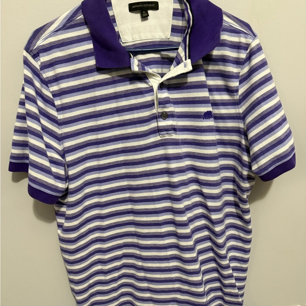Banana Republic Purple and White Polo Shirt